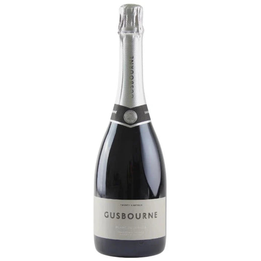 Bottle of Gusbourne Estate Blanc de Blancs set against a white background