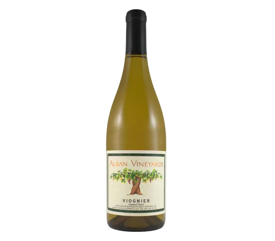 Wine bottle with a label on a white background