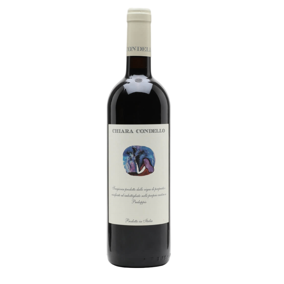 Bottle of Chiara Condello's Predappio Sangiovese on a white background