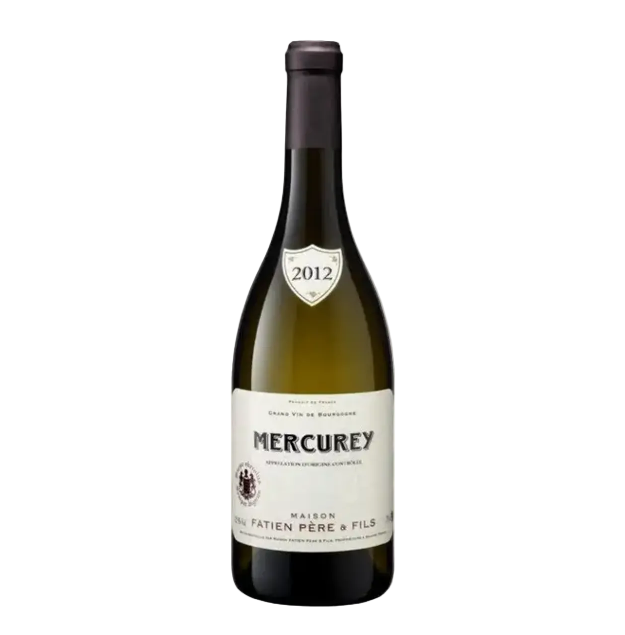 Wine bottle labeled 'Mercurey' with a white background