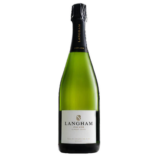 Bottle of Langham Culver sparkling wine on a white background