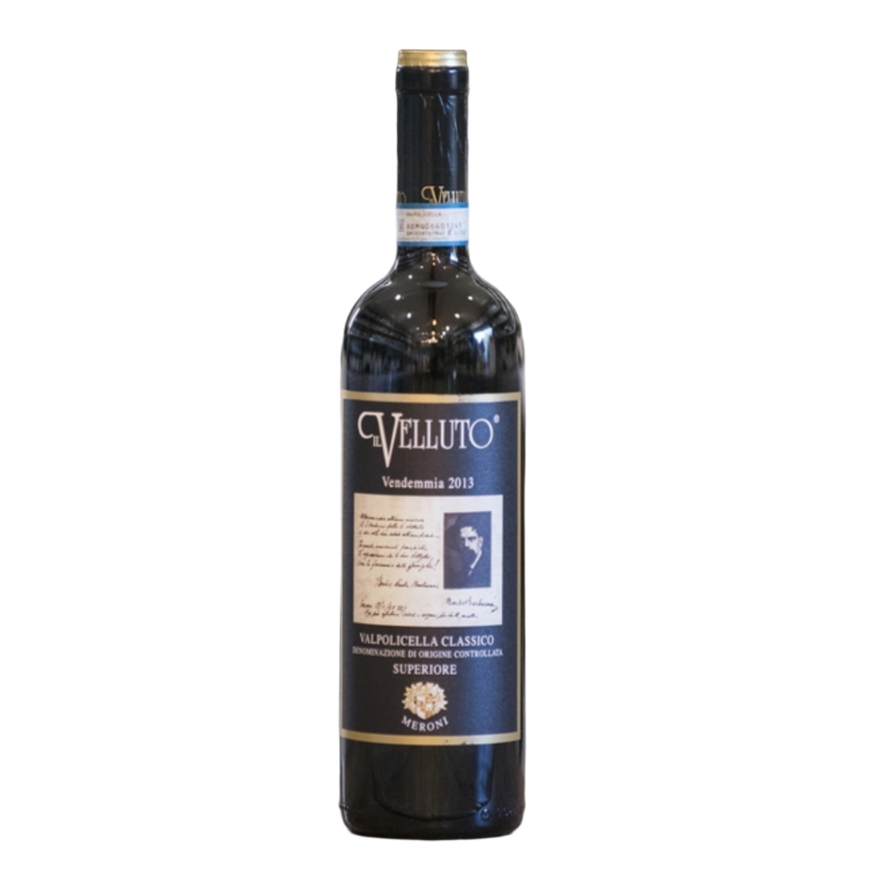 Bottle of Meroni Velluto with large black label