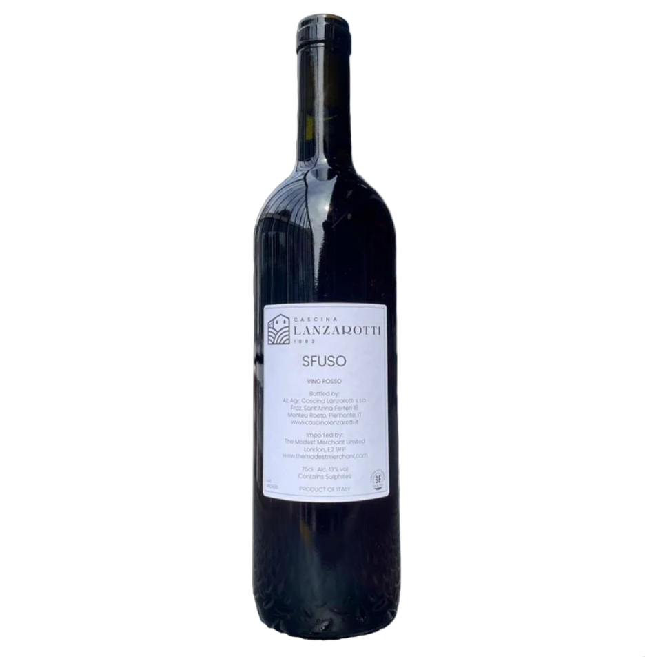 Bottle of 'Sfuso' Nebbiolo by Cascina Lanzarotti on a white background